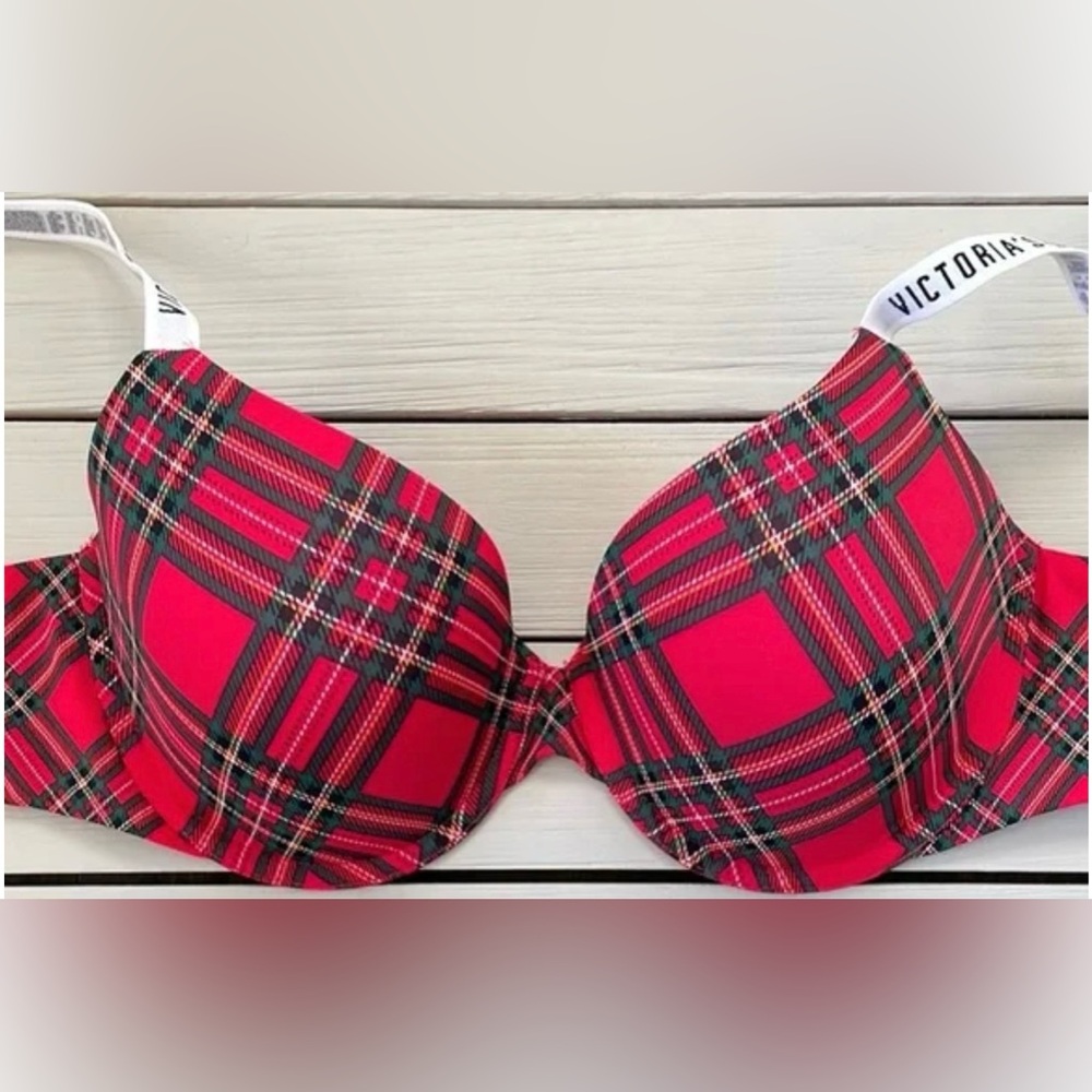 Victoria’s Secret Plaid Bra Red Sz 32DD
